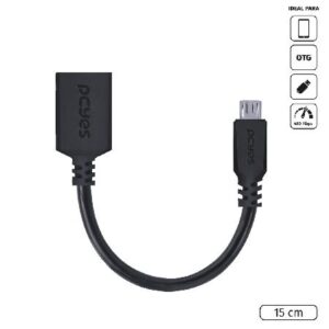 CABO ADAPTADOR OTG MICRO USB P/ USB A 2.0 - PRETO - 15CM - PAMUP-15