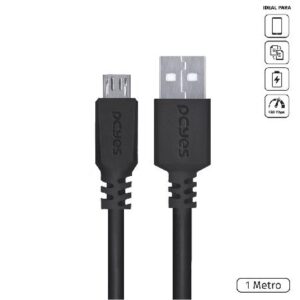 CABO PARA CELULAR CAMERA CAIXA DE SOM CARREGAMENTO MICRO USB PARA USB A 2.0 - PRETO - 1 METRO - PMUAP-1
