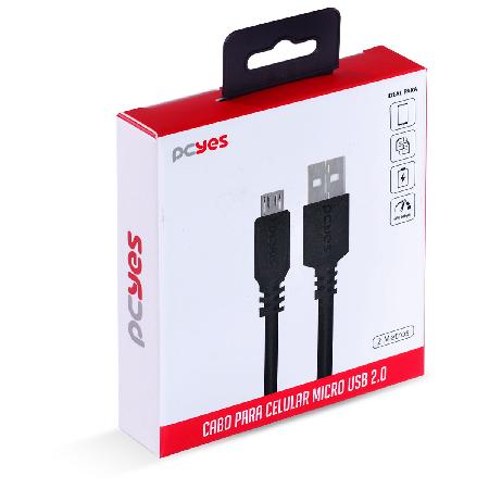 CABO PARA CELULAR CAMERA CAIXA DE SOM CARREGAMENTO MICRO USB PARA USB A 2.0 - PRETO - 2 METROS - PMUAP-2 - Imagem 7