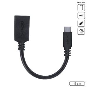 CABO ADAPTADOR OTG SMARTPHONE CELULAR TIPO-C PARA USB A 3.0 - PRETO - 15 CM - P3AMUP-15