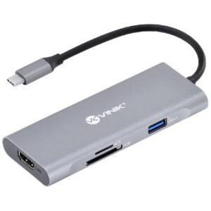 HUB USB TIPO-C 7 EM 1 C/ 3X USB 3.0 + LEITOR DE CARTÃO SD/TF + HDMI + TIPO C - HC-7