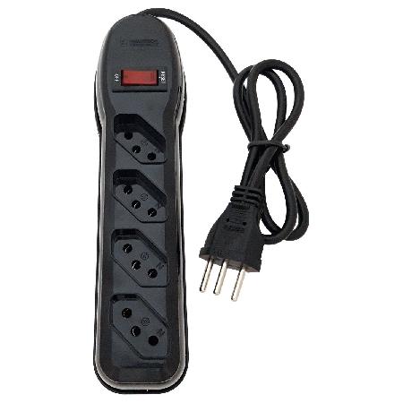 FILTRO DE LINHA CIRCUIT BREAKER 4 TOMADAS PP 3X0,75 1M PRETO