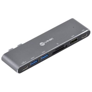 HUB USB TIPO-C 7 EM 2 - 2X USB 3.0 + LEITOR DE CARTÃO SD TF + HDMI + THUNDERBOLT 3 + POWER DELIVERY 100W - HC-72