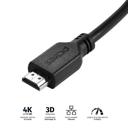 CABO HDMI 2.0 PCYES 4K/60HZ - 50 CM - PHM20-05 - Imagem 2