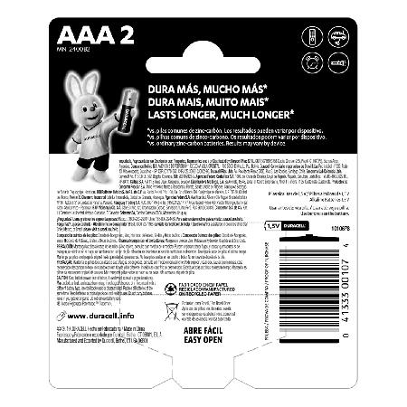 PILHA ALCALINA 1,5V AAA MN2400 (COM 2 PILHAS) DURACELL - Imagem 2