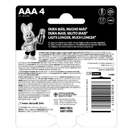 PILHA ALCALINA 1,5V AAA MN2400 (COM 4 PILHAS) DURACELL - Imagem 2