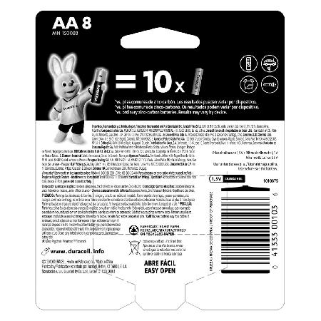 PILHA ALCALINA 1,5V AA MN1500 (COM 8 PILHAS) DURACELL - Imagem 2
