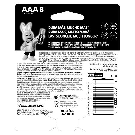 PILHA ALCALINA 1,5V AAA MN2400 (COM 8 PILHAS) DURACELL - Imagem 2