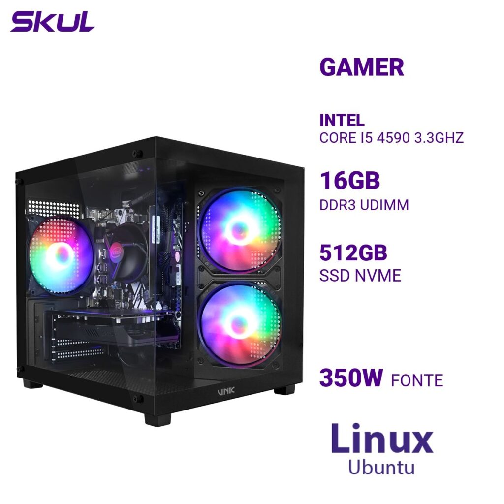 Computador 5000 Core I5 4590 3.3Ghz Mem 16Gb (2X8) Ddr3 Ssd 512Gb Nvme Fonte 350W Linux Ubuntu SKU CP352806