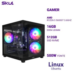 Computador 5000 Ryzen 5 5600Gt 3.6Ghz Mem 16Gb (2X8) Ddr4 Ssd 512Gb Nvme Fonte 500W Linux Ubuntu SKU CP367076